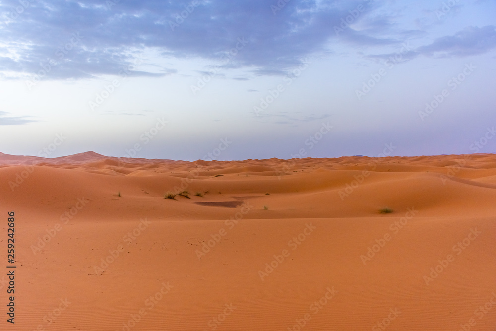 Dawn in the dunes of the Erg Chebbi, Sahara Desert, Morocco