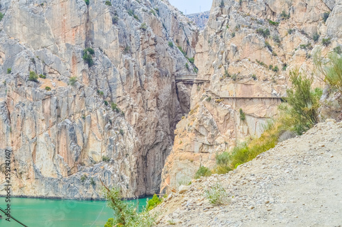 Bridge of the Caminito del Rey over the Garganta del Chorro near Malaga, Spain