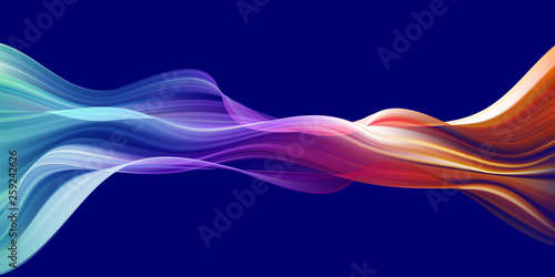 Colorful flow brush stroke. Ribbon isolated line.