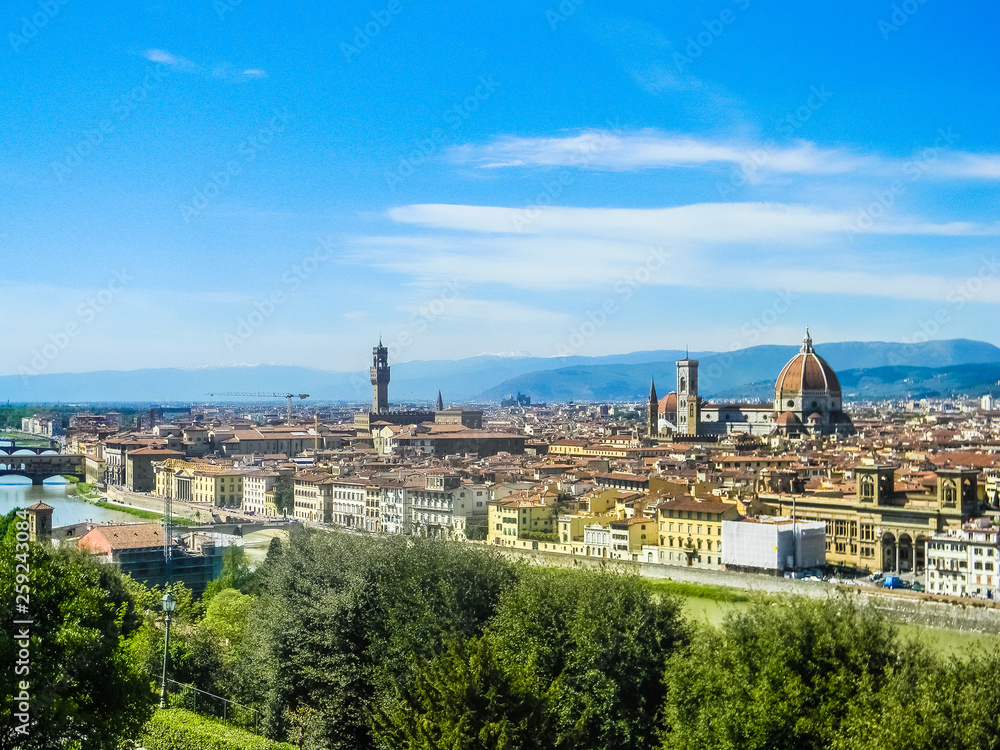 Beautiful view of Florence from Piazzale Michelangelo with Florence Cathedral, Italy