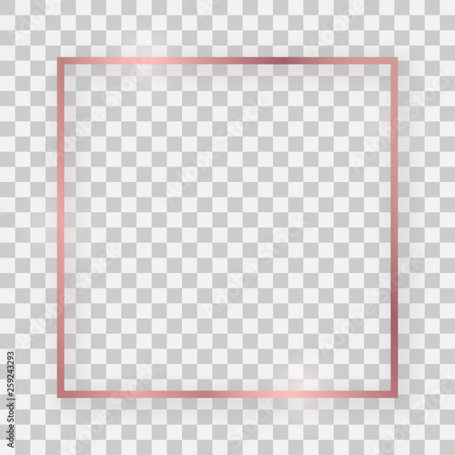 Rose gold shiny square frame with glowing effects