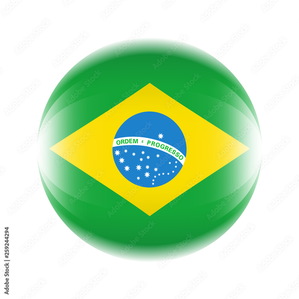 Obraz premium Brazil flag icon in the form of a ball. Vector eps 10