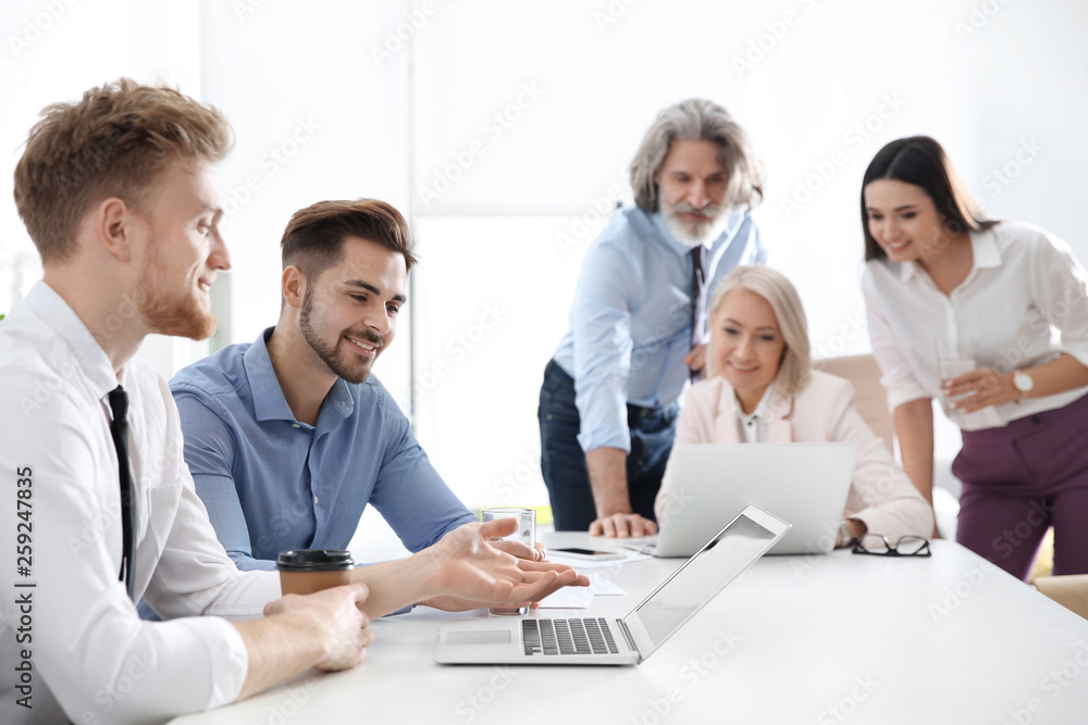 Business people discussing work matters in office. Professional communication Business people discussing work matters in office. Professional communication