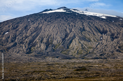 The volcano Snaefellsjokul - the gates of the underworld, the beginning of a Journey to the center of the Earth, as wrote Jules Verne in the novel 'Journey to the center of the Earth'