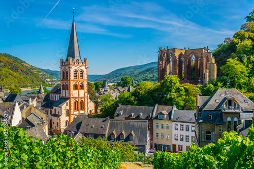 Aerial view of Bacharach from Postenturm, Germany photo