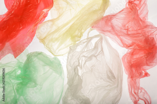 Wallpaper Mural Single-use plastic bags background, studio shot. Plastic pollution concept. Torontodigital.ca