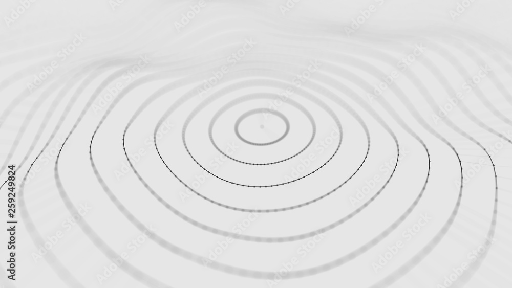 Wave Visualisation Particles Wave 3d. Wave of particles. 3D glowing abstract digital particles ...