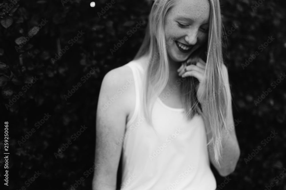 Candid Blurry Photo of Young Teen Girl Laughing Candid Blurry Photo of Young Teen Girl Laughing