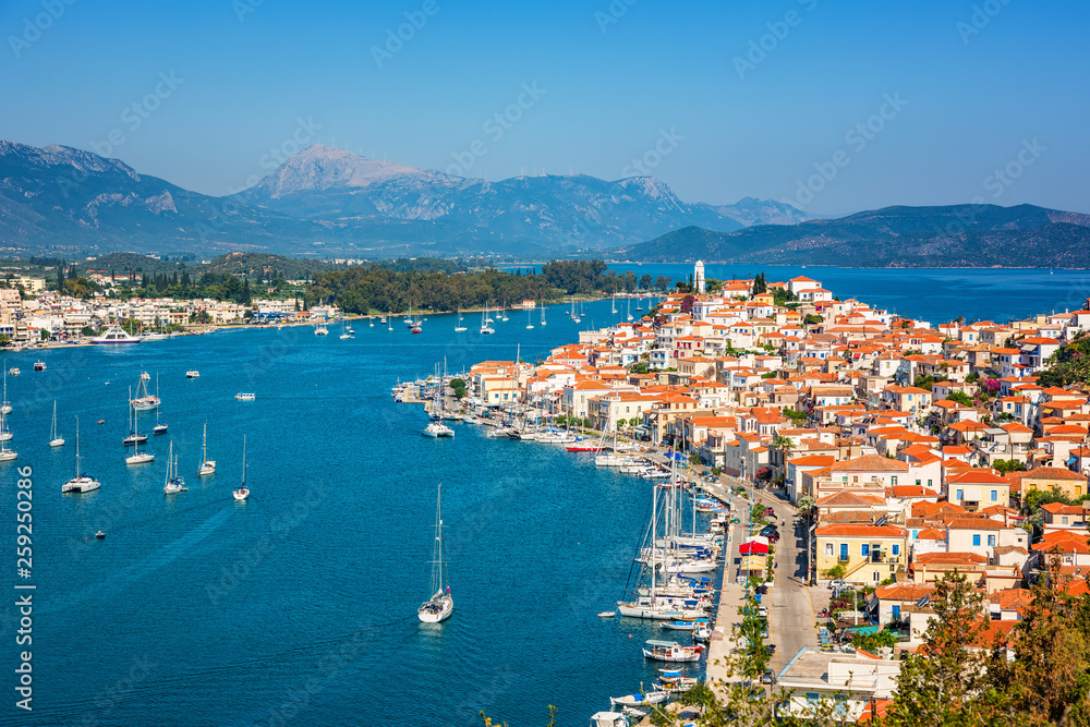 Greek town Poros at sunny day, Greece