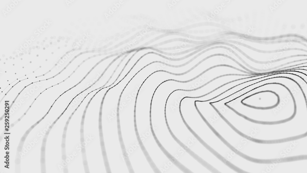 Wave 3d. Wave of particles. 3D glowing abstract digital particles background. Data technology illustration. Big data visualization. 3d rendering. Wave 3d. Wave of particles. 3D glowing abstract digital particles background. Data technology illustration. Big data visualization. 3d rendering.