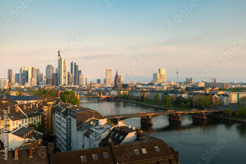 Cityscape image of Frankfurt am Main skyline during beautiful morning.