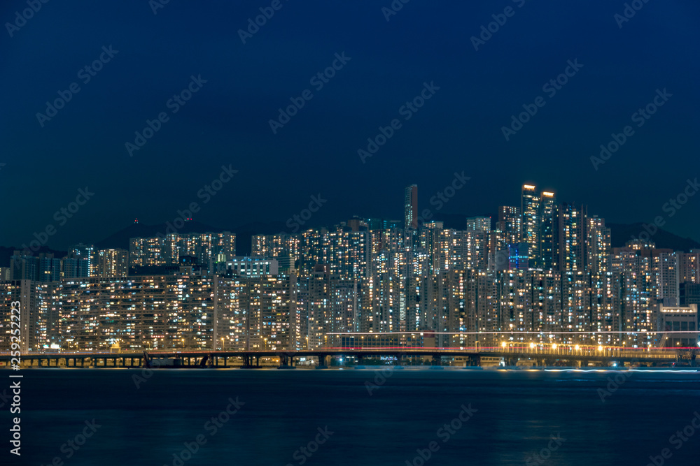 Obraz premium Business Towers and Residential Apartment Buildings in Hong Kong