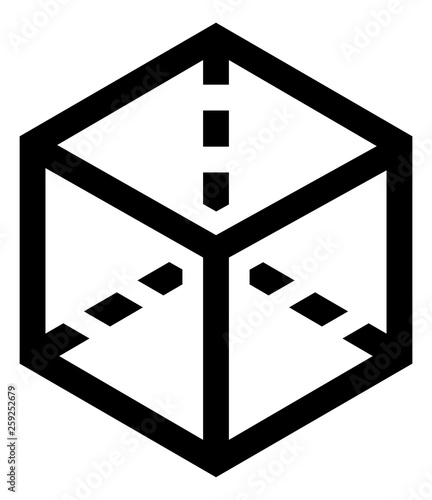 3D Transparent Cube Vector Icon