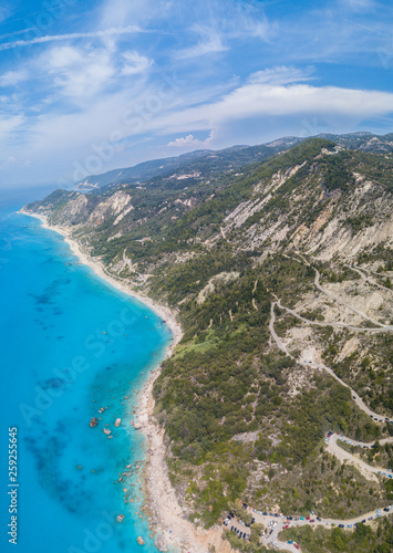 Fototapeta Naklejka Na Ścianę i Meble -  Beautiful drone shot of a beach from high above