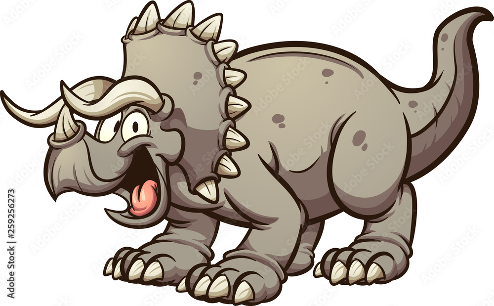 Fototapeta Cartoon triceratops dinozaur clipart. Wektorowa ilustracja z prostymi gradientami. Wszystko w jednej warstwie.