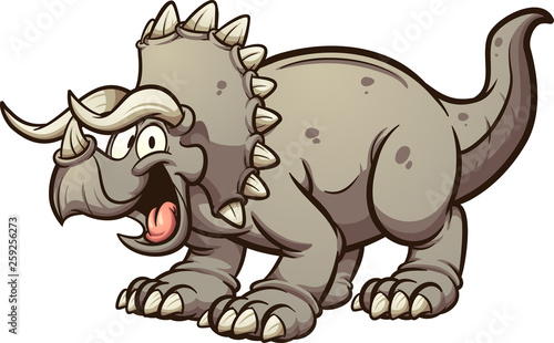 Cartoon triceratops dinosaur clip art. Vector illustration with simple gradients. All in a single layer. 