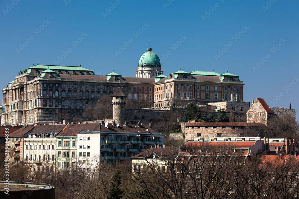Buda Castle seen from the Garden of Philosophy located at Gellert Hill