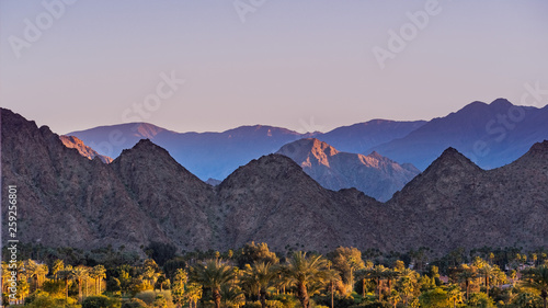 Sunset Landscape in Coachella Valley, Palm Desert, California photo