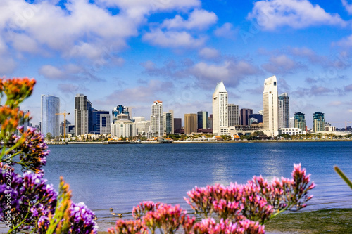 Obraz na plátne Panoramic view of the downtown San Diego skyline taken from Coronado Island, Cal