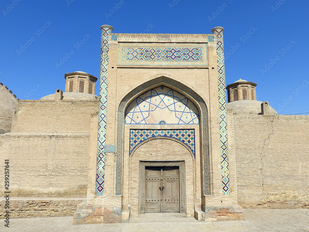 Mir-i-Arab Madrasah, UNESCO World Heritage Site in Bukhara, Uzbekistan. Mir-i Arab Madrasa at the Poi Kalyan complex