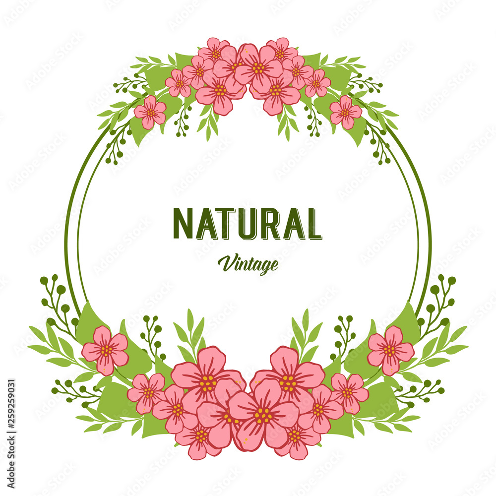 Vector illustration decor natural vintage with artwork pink flower frame