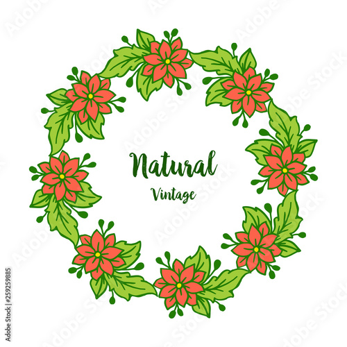 Vector illustration beauty of green leafy flower frames bloom for greeting card natural vintage