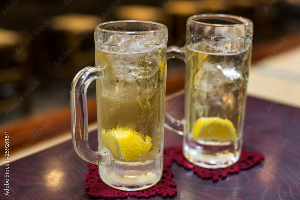 Whiskey Highball with Soda Water and Lemon Whiskey Highball with Soda Water and Lemon