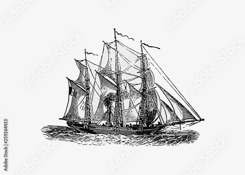 Antique steamboat ship
