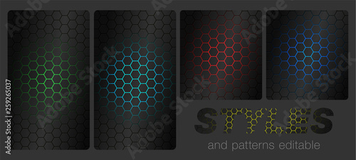 Abstract futuristic cell hexagonal pattern in different colors