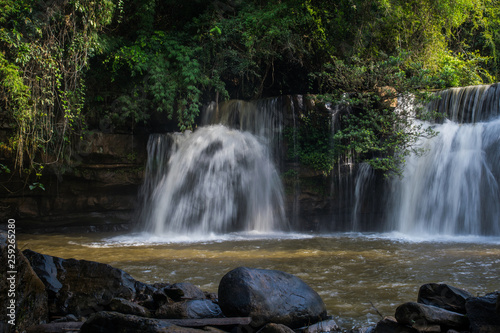 Fototapeta Naklejka Na Ścianę i Meble -  Beautiful waterfall in natural 'Si Dit Waterfall' with blue sky in khao kho national park 