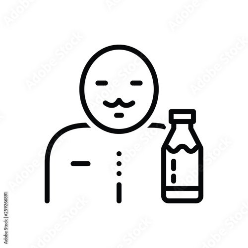 Black line icon for milkman milk bottle