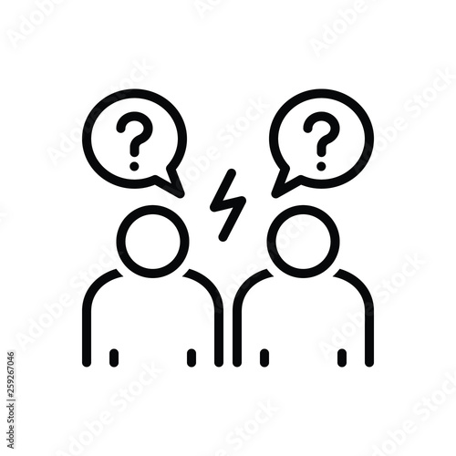 Black line icon for misunderstand confused