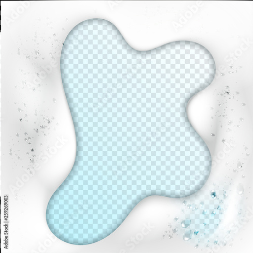 Foam effect isolated on transparent background. Soap, gel or shampoo bubbles overlay texture. Vector shaving, mousse foam top view pattern for your advertising design.