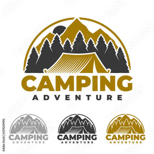 Camping and hiking logo design, adventure life, tent