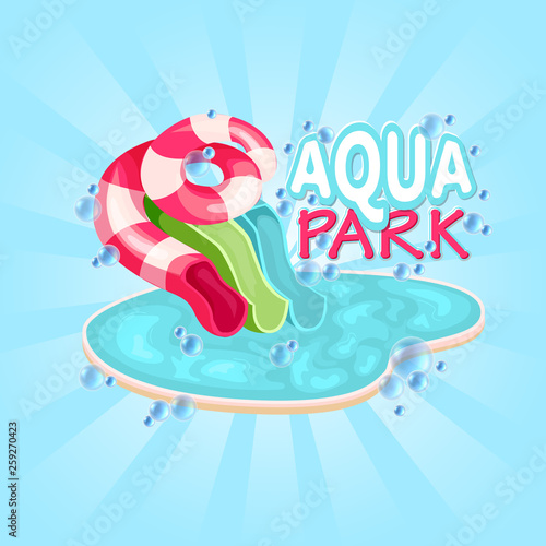 Aquapark cartoon colorfull stock vector illustration