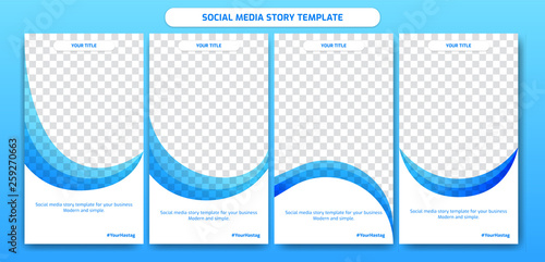 Simple clean and formal social media story design template with white and blue curve of horizon swoosh