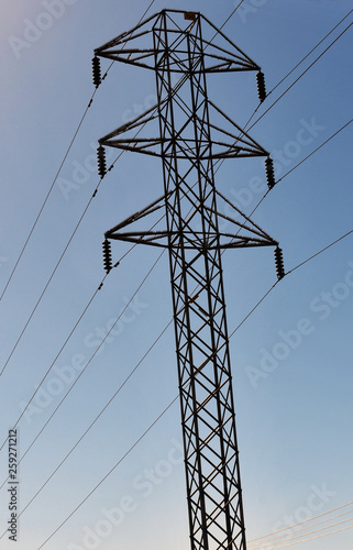 High-voltage powerlines and Tower