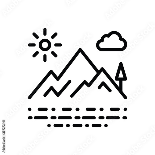 Black line icon for mountainview