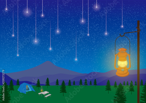 星降る夜のキャンプ