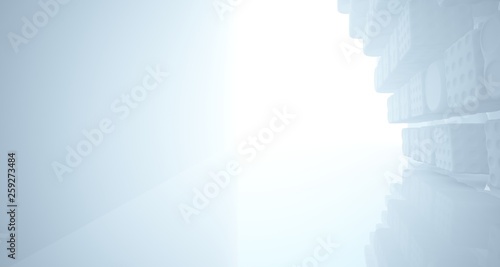 White smooth abstract architectural background. 3D illustration and rendering