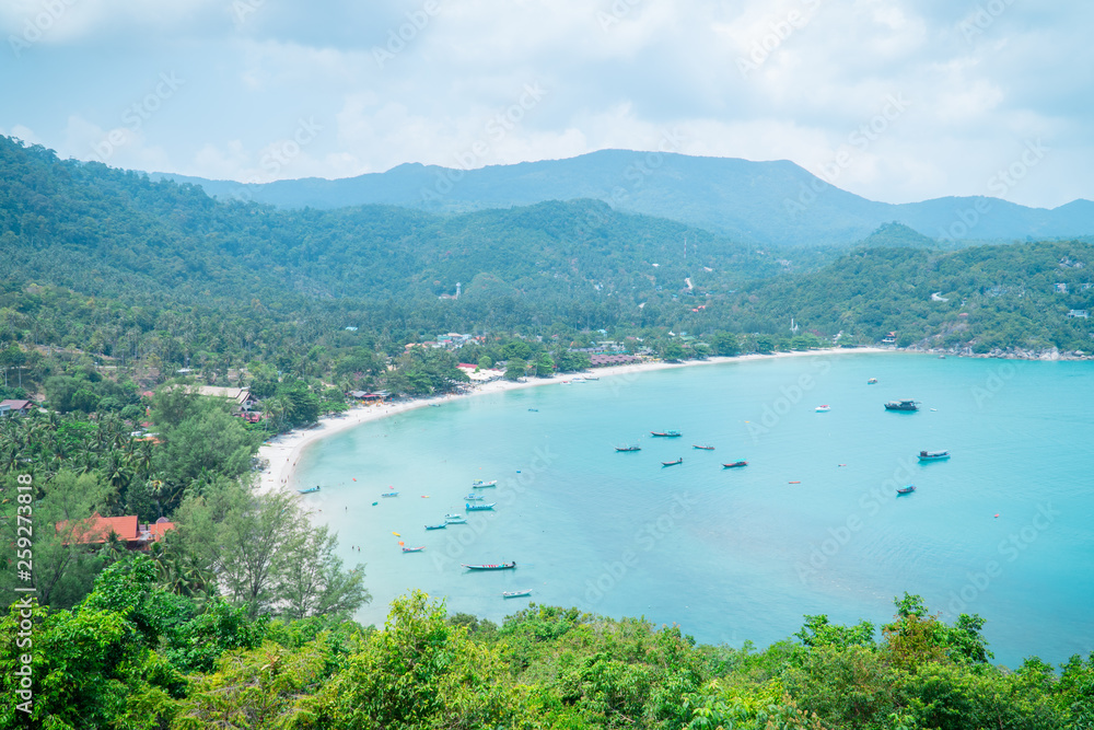 View of seascape in thailand beach with the bright day on summer season.