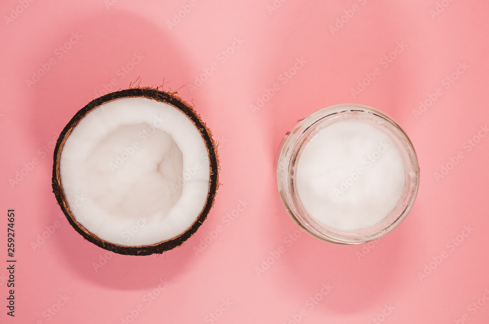 Ripe coconut fruit and coconut oil Ripe coconut fruit and coconut oil
