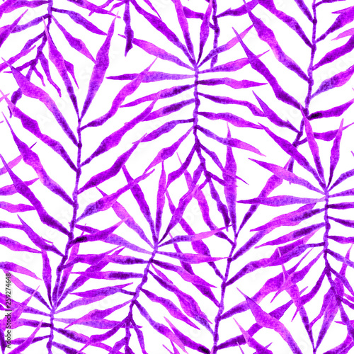 Tropical seamless pattern. Watercolor thorny palm 