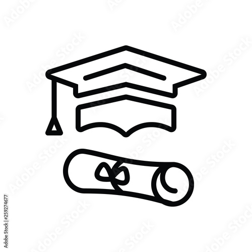 Black line icon for graduation