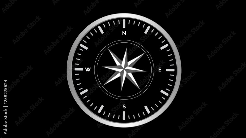 Rotating compass, loop, animation. Alpha channel Rotating compass, loop, animation. Alpha channel