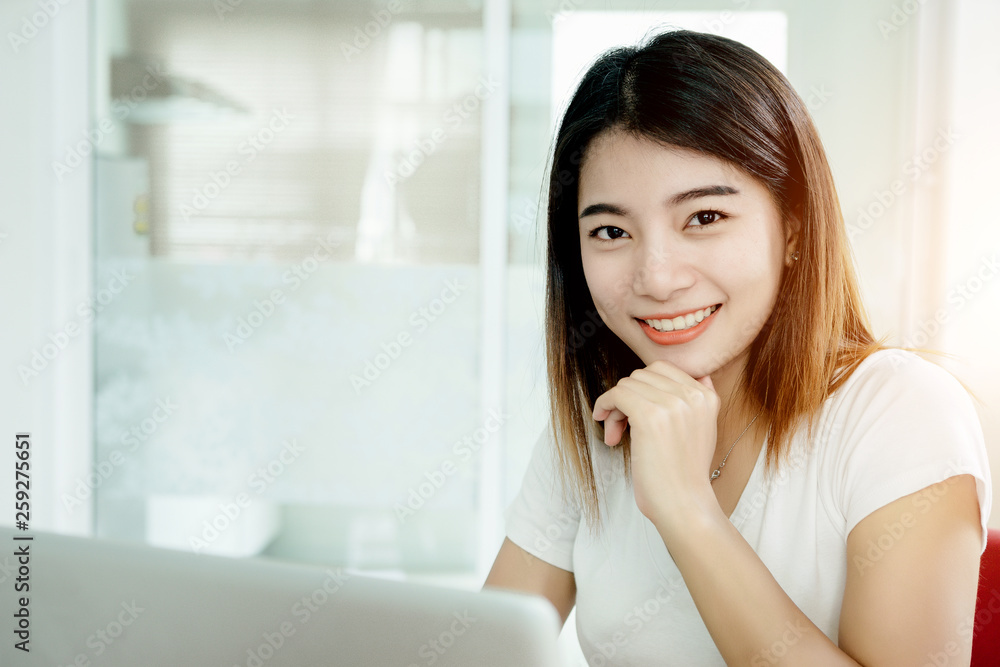 Young asian girl is freelancer with her private business at home office, working with laptop, coffee, online marketing, Customer order and packaging or packing. Young asian girl is freelancer with her private business at home office, working with laptop, coffee, online marketing, Customer order and packaging or packing.
