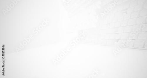 White smooth abstract architectural background. 3D illustration and rendering