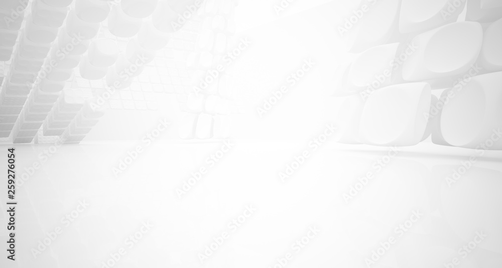 White smooth abstract architectural background. 3D illustration and rendering