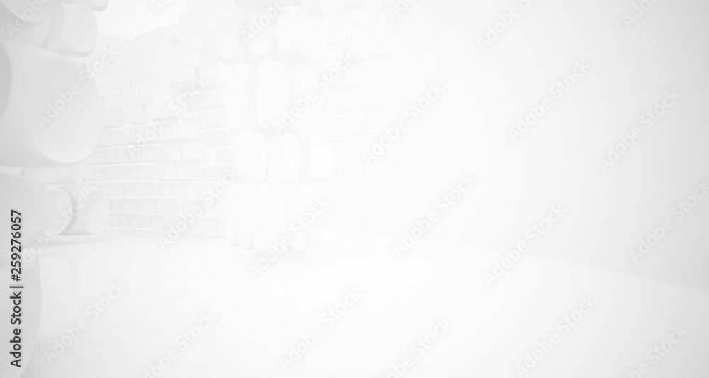 Fototapeta premium White smooth abstract architectural background. 3D illustration and rendering