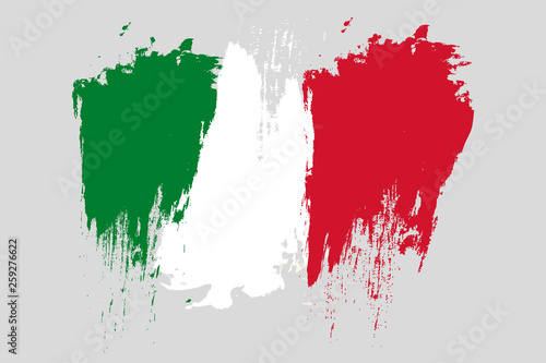 Mexico flag. Brush painted Mexico flag Hand drawn style illustration with a grunge effect and watercolor. Mexico flag with grunge texture. Vector illustration.